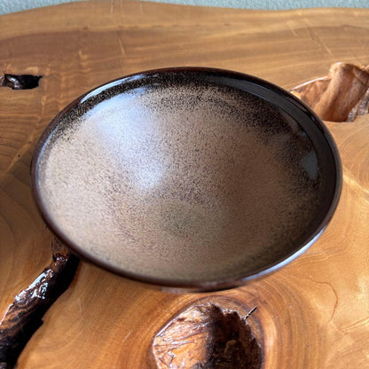 Taihi Tenmoku Tea Bowl Kutani Ware Togaku Kiln — Amber-Mottled Glaze Chawan