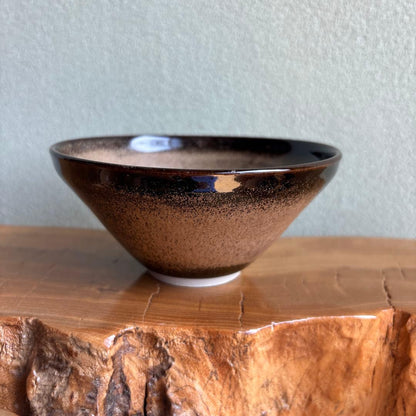 Taihi Tenmoku Tea Bowl Kutani Ware Togaku Kiln — Amber-Mottled Glaze Chawan