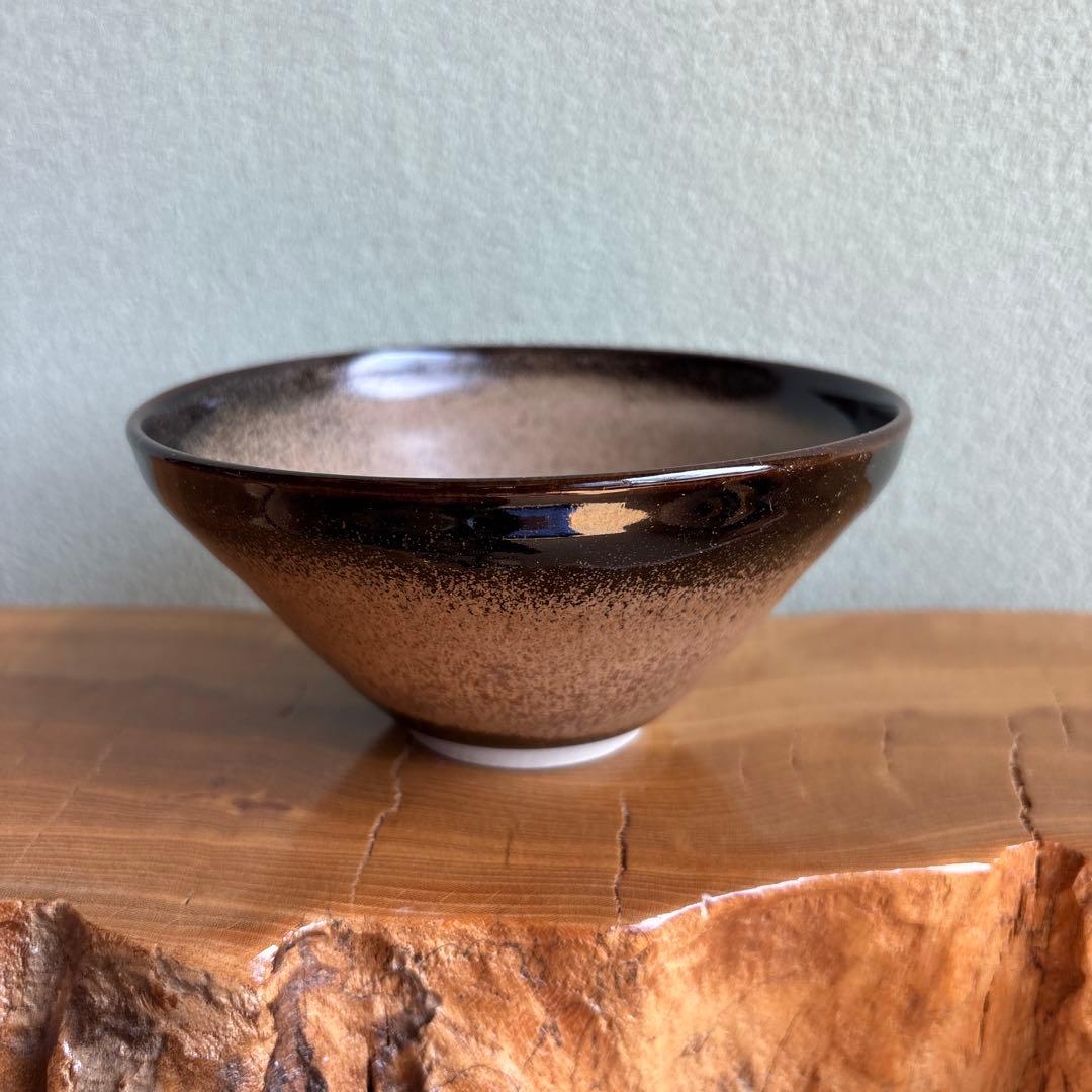 Taihi Tenmoku Tea Bowl Kutani Ware Togaku Kiln — Amber-Mottled Glaze Chawan