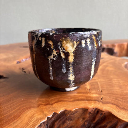 Shippō Enamel Glaze Chawan — Cosmic Drip Painting in Clay by Keijuan