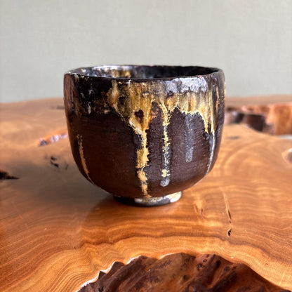 Shippō Enamel Glaze Chawan — Cosmic Drip Painting in Clay by Keijuan