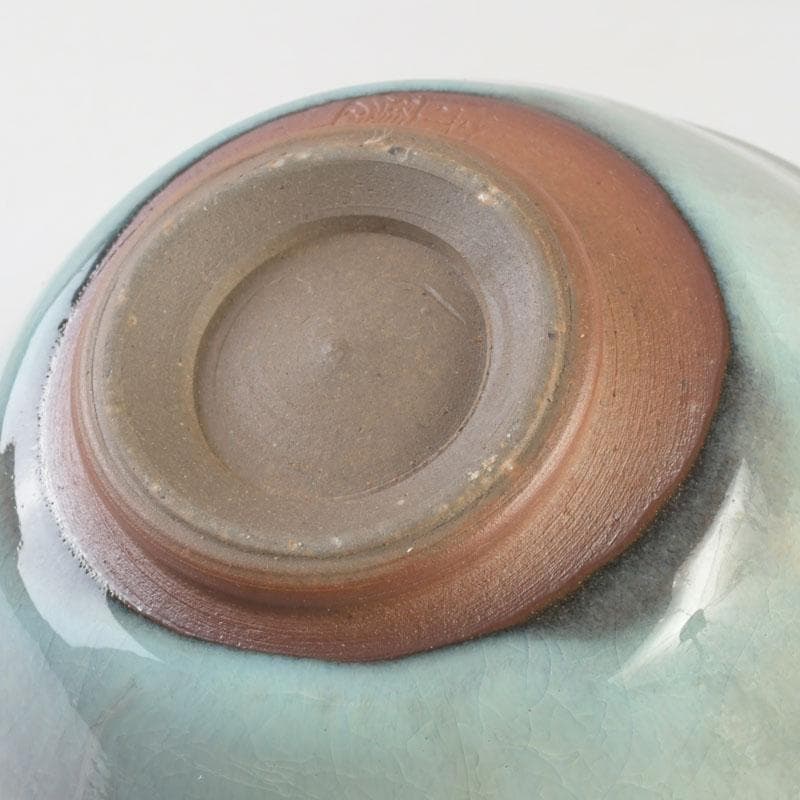 Uno Sokan Celadon Tea Bowl — Intangible Cultural Heritage Master, Signed Wood Box