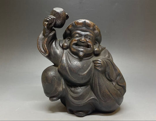 Ko-Bizen Daikokuten Figure | Antique Bizen Stoneware God of Wealth Sculpture