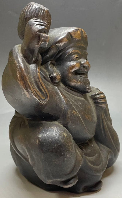 Ko-Bizen Daikokuten Figure | Antique Bizen Stoneware God of Wealth Sculpture