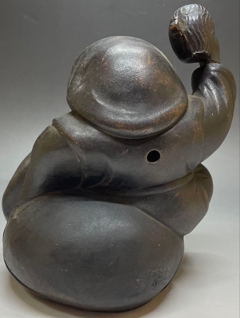 Ko-Bizen Daikokuten Figure | Antique Bizen Stoneware God of Wealth Sculpture