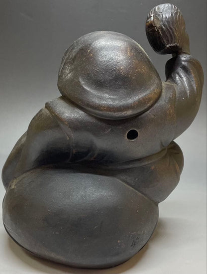 Ko-Bizen Daikokuten Figure | Antique Bizen Stoneware God of Wealth Sculpture
