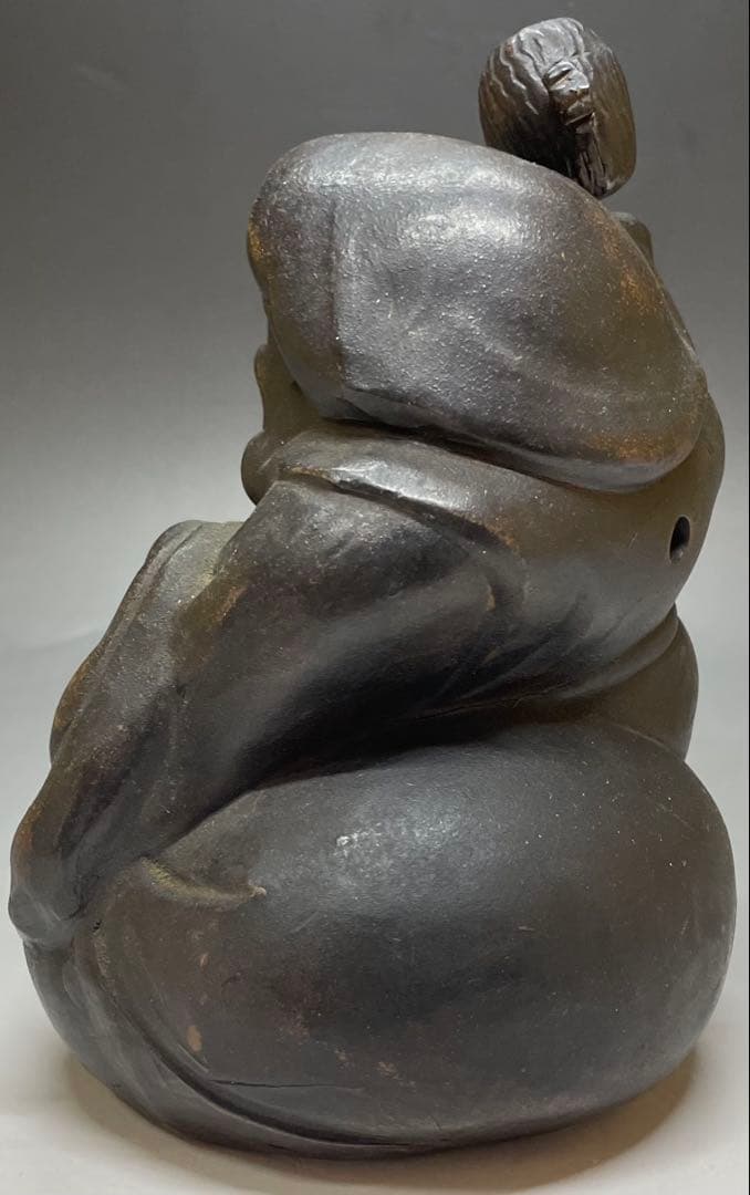 Ko-Bizen Daikokuten Figure | Antique Bizen Stoneware God of Wealth Sculpture