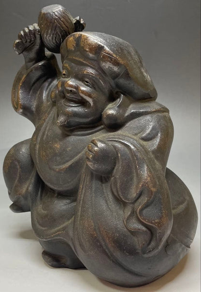Ko-Bizen Daikokuten Figure | Antique Bizen Stoneware God of Wealth Sculpture
