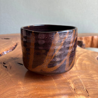 Nishikawa Minoru | Tenmoku Glaze Tea Bowl — Tiger-Stripe Iron Crystal Chawan