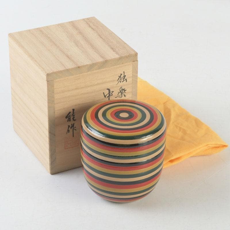 Kanazawa Lacquerware Koma-nuri Chūnatsume Tea Caddy by Nōsaku, Tomobako