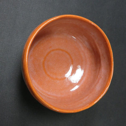 Aka-Raku Red Tea Bowl by Rakuzan - Hand-Shaped Chawan with Spiral Foot and Signed Box