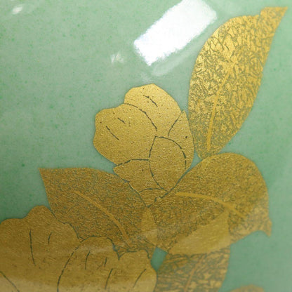 Yoshida Minori Kutani Ware Vase — Living National Treasure, Yūri Kinsai, Camellia, Gold Under Glaze