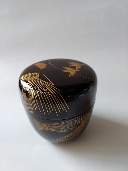 Makita Yoshisho Naruko Maki-e Chu-natsume, Tame-nuri Lacquer Tea Caddy