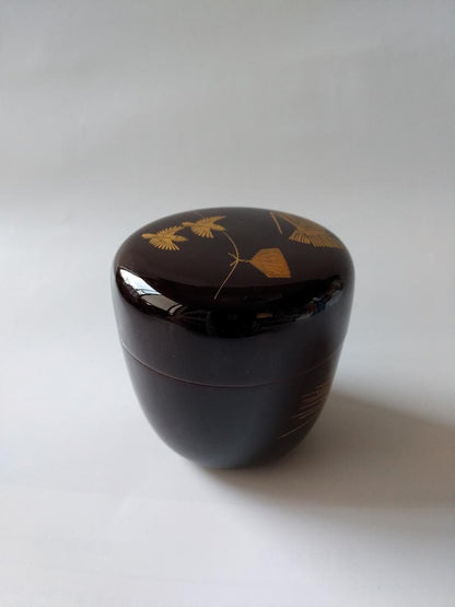 Makita Yoshisho Naruko Maki-e Chu-natsume, Tame-nuri Lacquer Tea Caddy