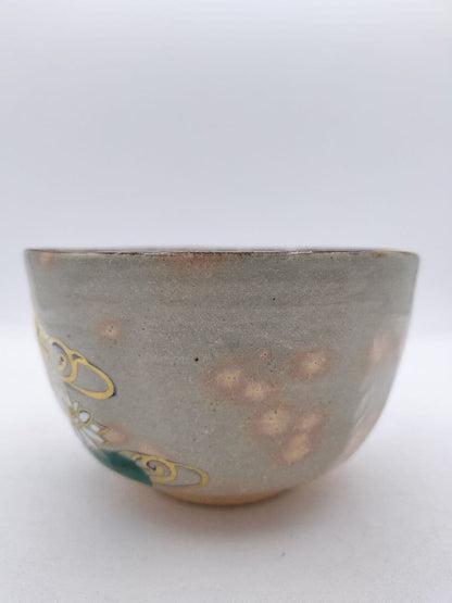 Kyoto-yaki Kenzan-style Water Lily Matcha Bowl by Ito Kaiun