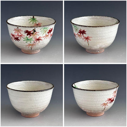 Momiji Tea Bowl by Asami Yoshizo - Kyo-yaki Autumn Maple with Signed Box