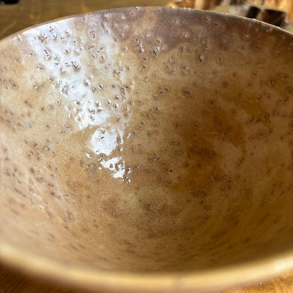 Hagi Ware Uzura-de Chawan — Quail-Hide Matcha Bowl by Keihō, Tomobako