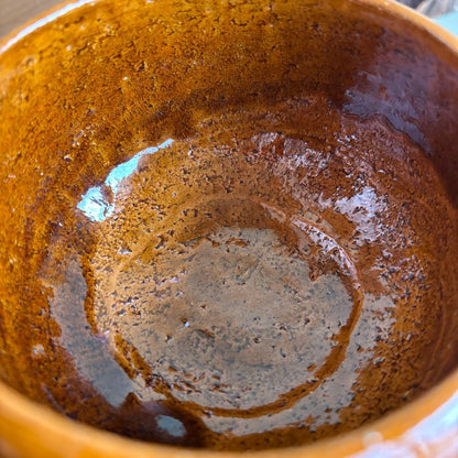Ohi-Yaki Tea Bowl by Ohi Ippei | Amber Ame Glaze Chawan | Signed Box | Kaga Tradition