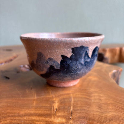 Matcha Bowl Seizan Blue Mountain Iron Painting by Kasho Seizan-en | Chawan Tea Ceremony