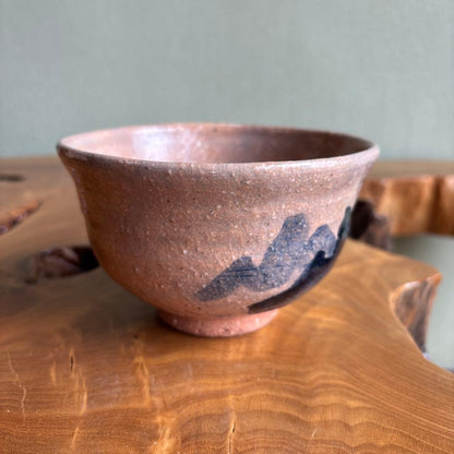 Matcha Bowl Seizan Blue Mountain Iron Painting by Kasho Seizan-en | Chawan Tea Ceremony