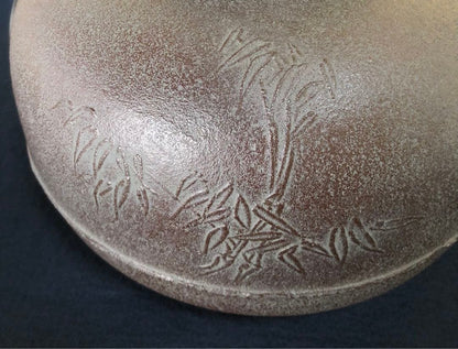 Cast Iron Tea Kettle by Sato Seiko – Bamboo Motif – Japan Art Metal