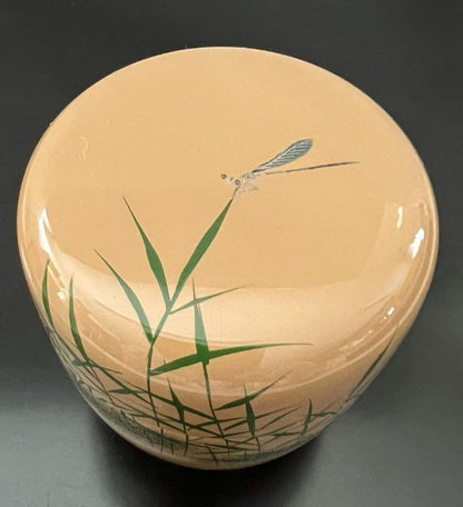 White Lacquer Damselfly Maki-e Chu-Natsume by Nakade Shoho