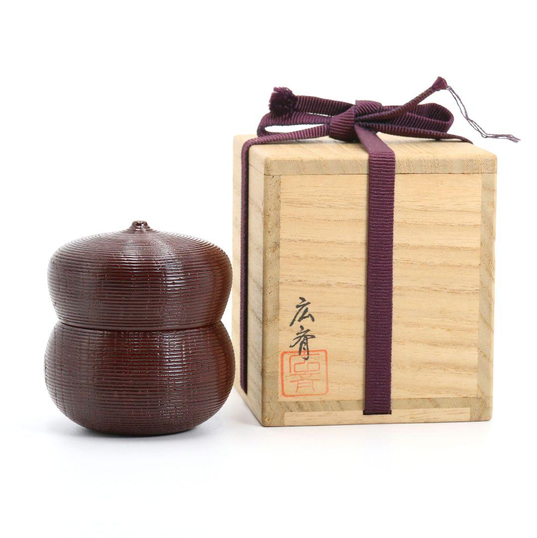 Kōsai Itome Hyō-gata Lacquer Tea Caddy — Thread-Line Gourd Usuchaki
