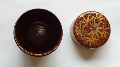 Kaga Maki-e Natsume Tea Caddy — Bamboo Grove by Okamoto Yasumitsu, Signed Tomobako, New Unused