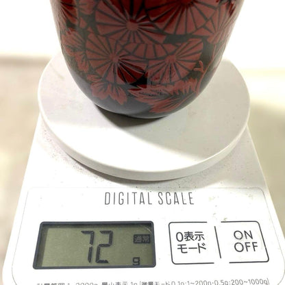 Hounsai-Konomi Red Chrysanthemum Maki-e O-Natsume Tea Caddy by Seiho