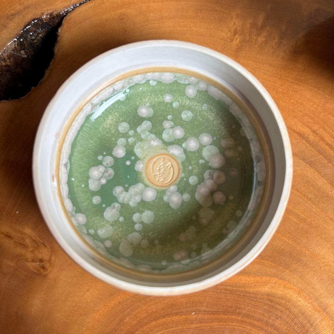 Tobe Ware Cha-ire Green Crystalline Glaze Tea Caddy by Tange Wakichi — Wako-gama, Tomobako