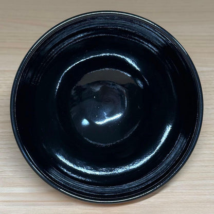 Oguri Seiho Kochi Tenmoku Tea Bowl - Seigaiha Wave Pattern Kyoto Ware Chawan
