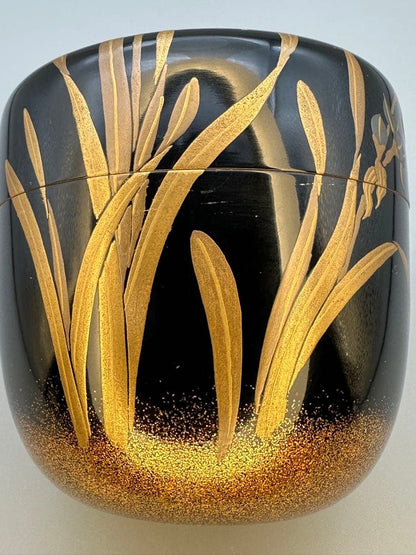 Narcissus Maki-e Lacquer Natsume by Miura Meiho - Gold Tea Caddy with Double Box