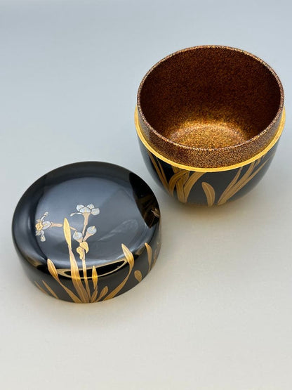 Narcissus Maki-e Lacquer Natsume by Miura Meiho - Gold Tea Caddy with Double Box