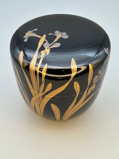 Narcissus Maki-e Lacquer Natsume by Miura Meiho - Gold Tea Caddy with Double Box