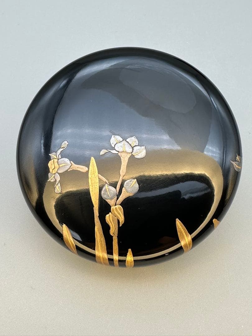 Narcissus Maki-e Lacquer Natsume by Miura Meiho - Gold Tea Caddy with Double Box