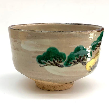 Kaga-ware Pine Tree Matcha Bowl by Kaga Zuizan, Eikyo-ni Favorite