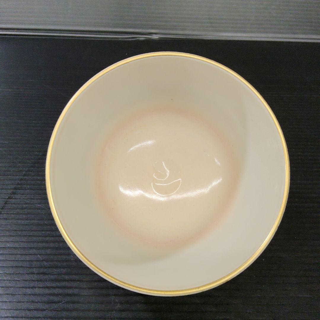 Hashimoto Shiun Ninsei-Style Senmen Fan Tea Bowl Kyo-yaki Chawan Gold Iro-e