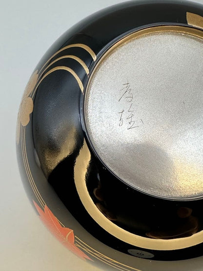Wakashima Takao Natsume — Shunjuu Maki-e Spring & Autumn Tea Caddy | Gold Interior, Tomobako