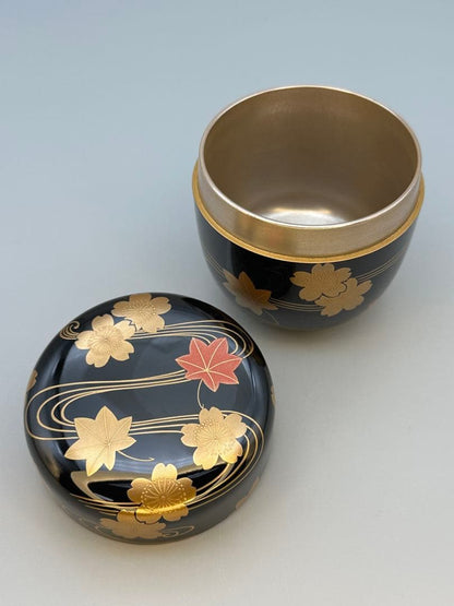Wakashima Takao Natsume — Shunjuu Maki-e Spring & Autumn Tea Caddy | Gold Interior, Tomobako