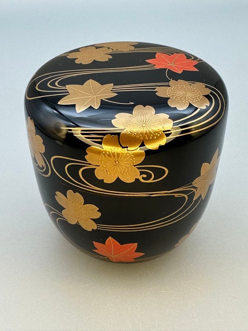 Wakashima Takao Natsume — Shunjuu Maki-e Spring & Autumn Tea Caddy | Gold Interior, Tomobako