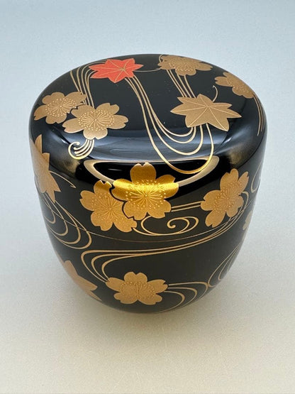 Wakashima Takao Natsume — Shunjuu Maki-e Spring & Autumn Tea Caddy | Gold Interior, Tomobako