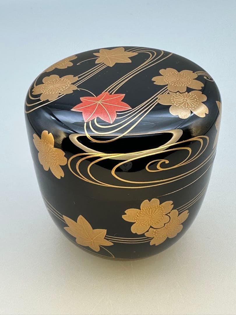 Wakashima Takao Natsume — Shunjuu Maki-e Spring & Autumn Tea Caddy | Gold Interior, Tomobako