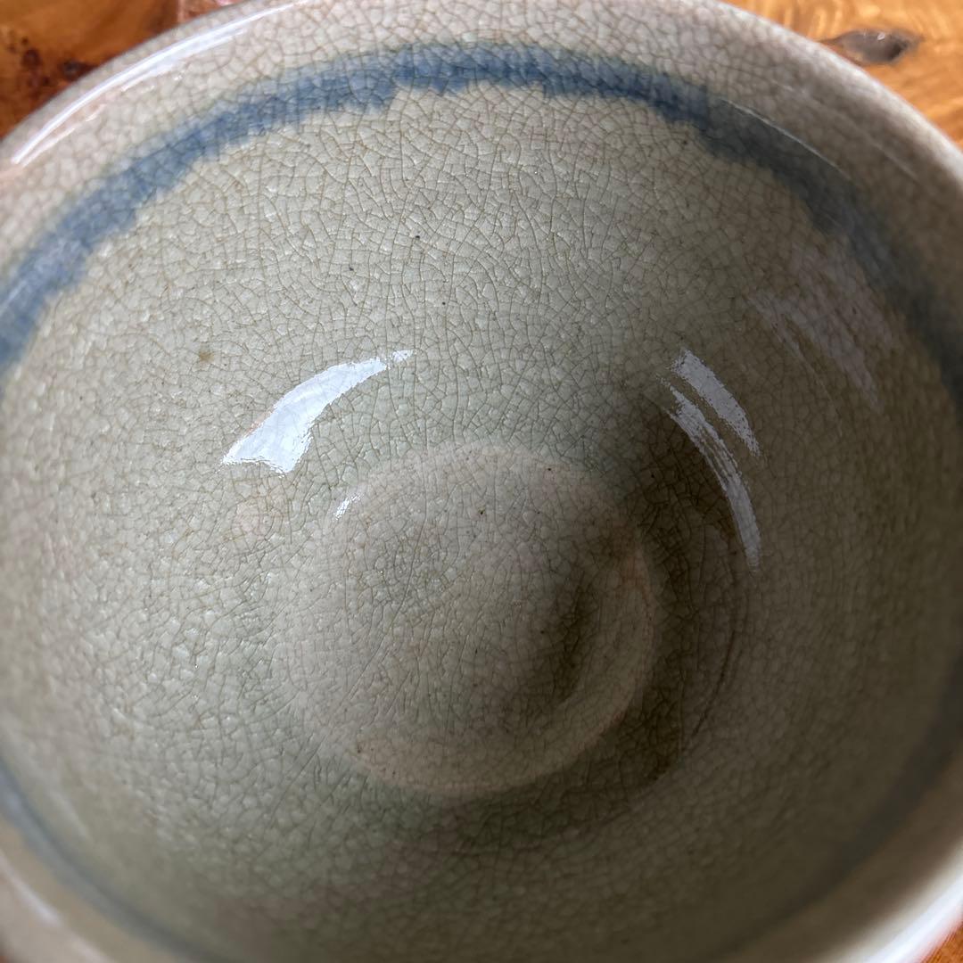 Imperial Theme Seedling Tea Bowl by Terada Bizan III - Toyo Kiln Crackle Glaze Chawan