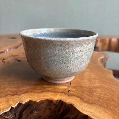 Imperial Theme Seedling Tea Bowl by Terada Bizan III - Toyo Kiln Crackle Glaze Chawan