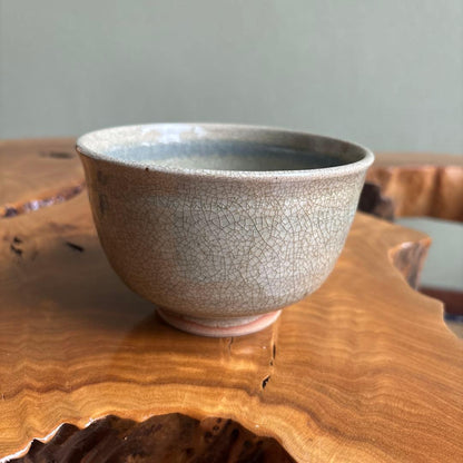 Imperial Theme Seedling Tea Bowl by Terada Bizan III - Toyo Kiln Crackle Glaze Chawan