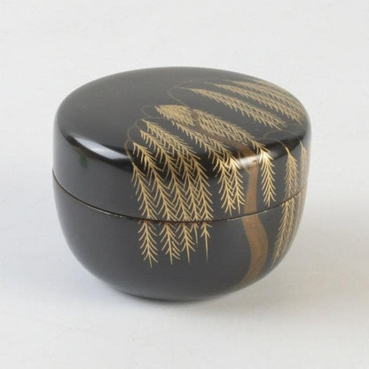 Japanese Lacquer Tea Caddy Hira-Natsume — Weeping Willow Maki-e by Yusai, Tomobako