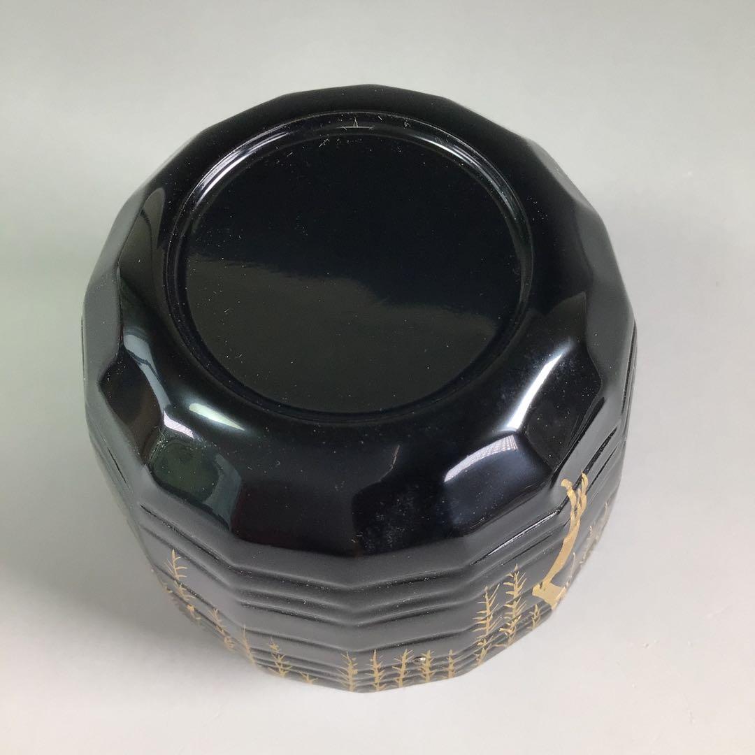 Gold Maki-e Willow Natsume by Nishimura Koho - Black Lacquer Tea Caddy with Signed Box