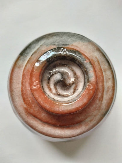 Rikyu Shichishu Kenkyo Raku Chawan by Heian Shoetsu — Yohen Glaze, Full Tomobako Set