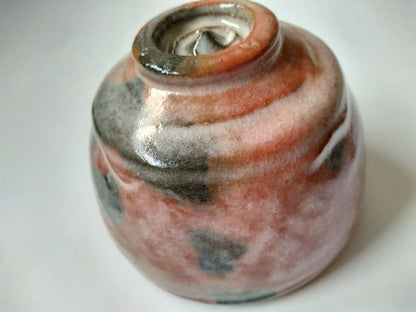 Rikyu Shichishu Kenkyo Raku Chawan by Heian Shoetsu — Yohen Glaze, Full Tomobako Set