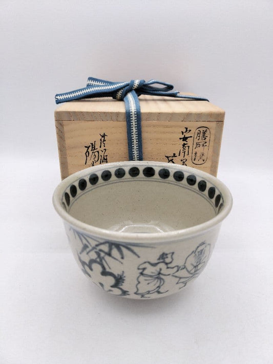 Zeze-yaki Annam Seven Sages Tea Bowl - Enshu Kiln Chawan by Omi Kagerou-en